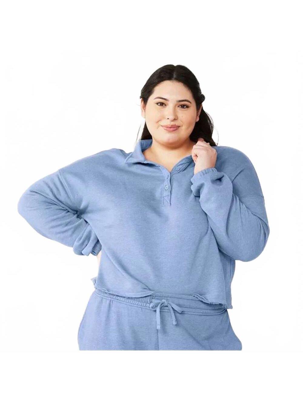 Juniors' Plus Size SO® Long Sleeve Fleece Polo - Shabby Mauve color! - Picture 2 of 2